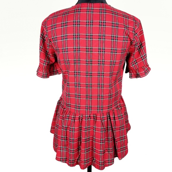 MADEWELL Studio Ruffle Hem Top in Plaid - Picture 7 of 8